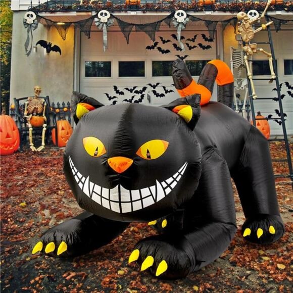 6FT Halloween Inflatables Outdoor Black Cat with Shakable Head,Blow Up YardDecor - Picture 5 of 7